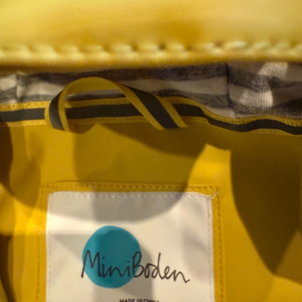 Mini Boden Bright Yellow Kids Raincoat - Picture 2 of 4